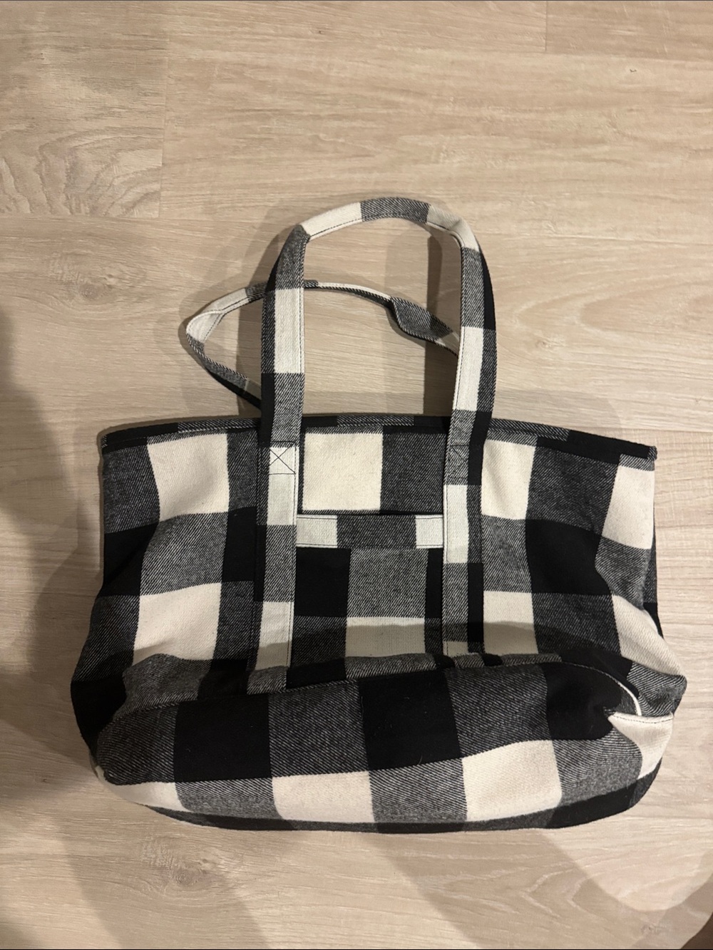 Black & White Buffalo Check Canvas Tote